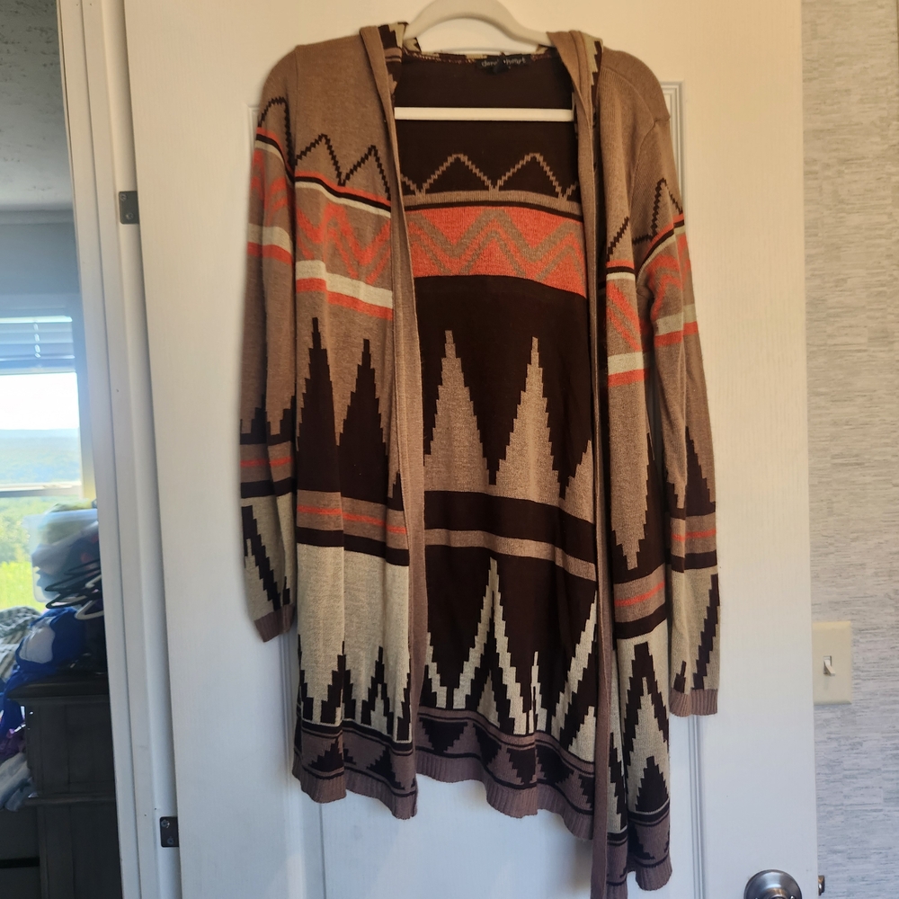Derek Heart Patterned Cardigan Size L Euc